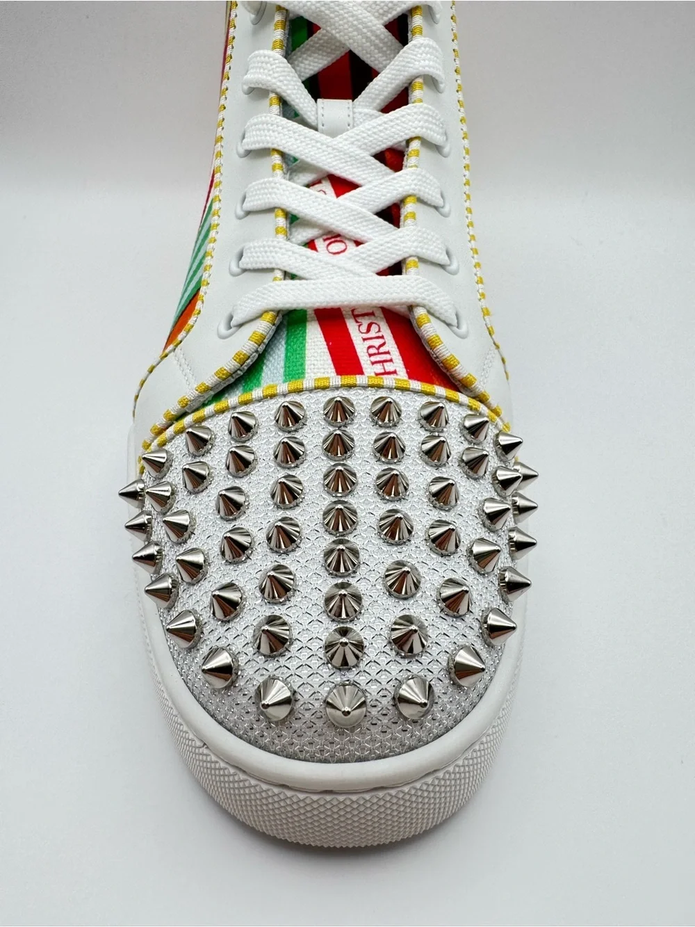 Christian Louboutin Lou Spikes Orlato Flat Version Multi High Top Sneakers EU 42